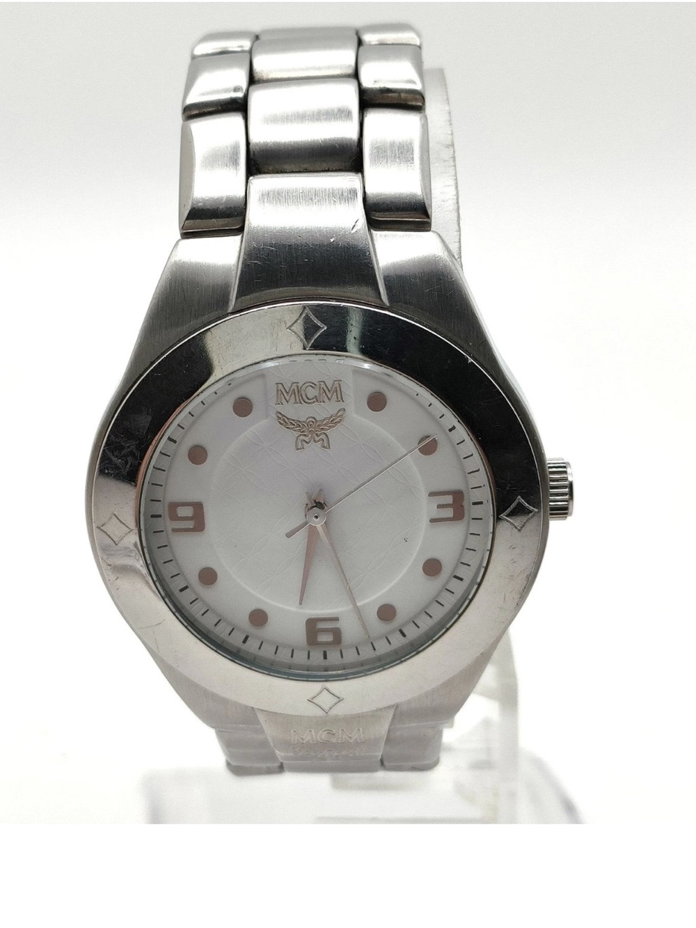 Auth MCM Silver Stainless Steel Quartz Analog Watch